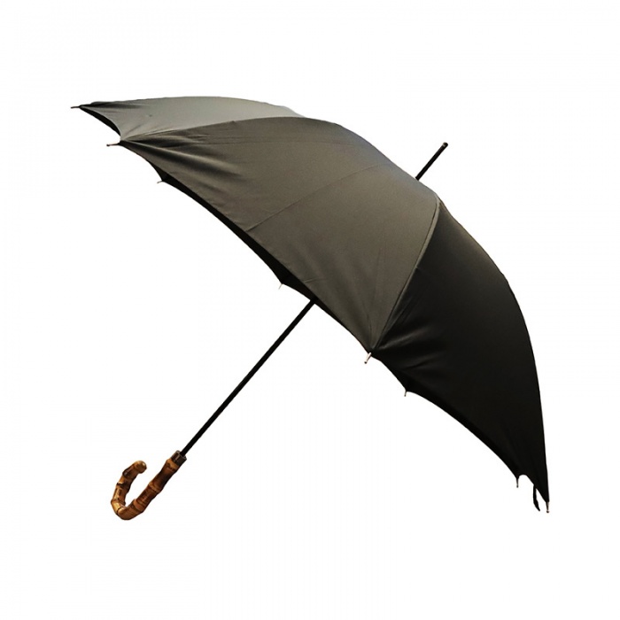 Black Gents' Umbrella with Bamboo Handle