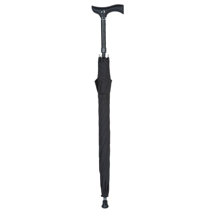 Crutch-Handle Black Adjustable Walking Stick Umbrella
