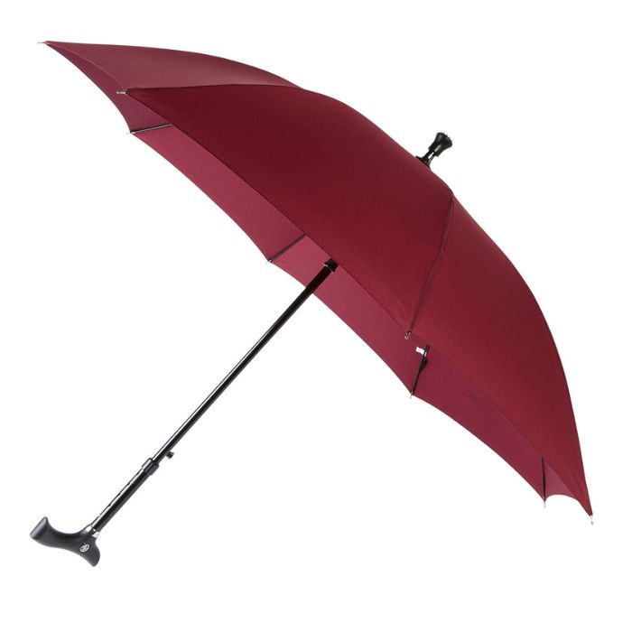 Crutch-Handle Rich Burgundy Adjustable Walking Stick Umbrella