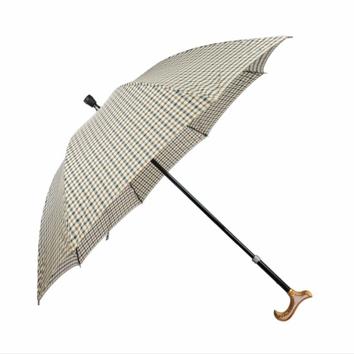 Derby Handle Checked Walking Stick Umbrella