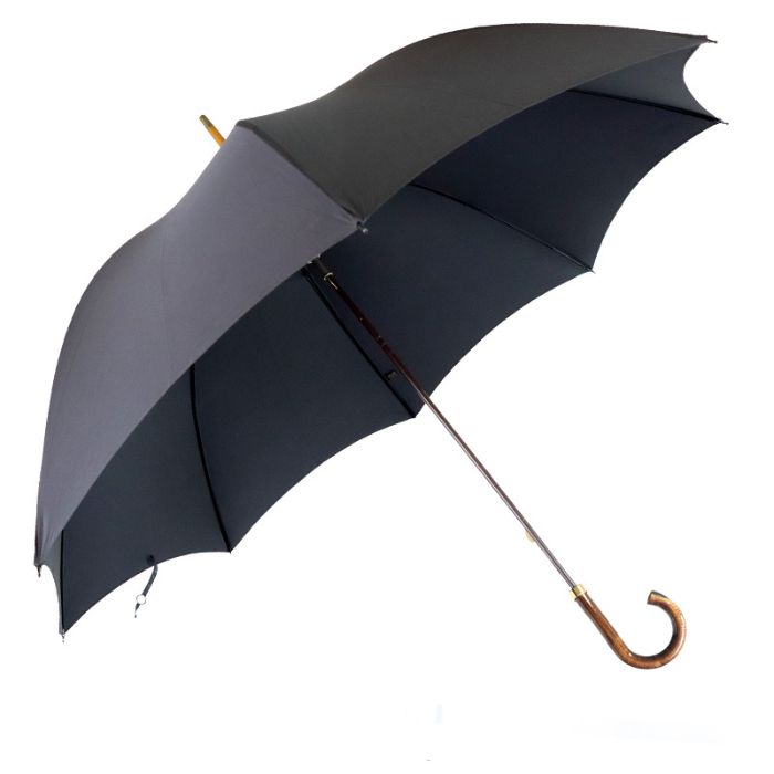Fox Umbrellas GT18 Cow Horn Crook Handle Black Walking Umbrella