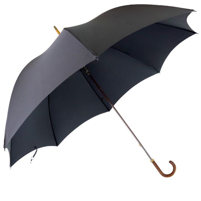 Fox Umbrellas GT1 Dark Grain Ash Crook Handle Black Walking Umbrella