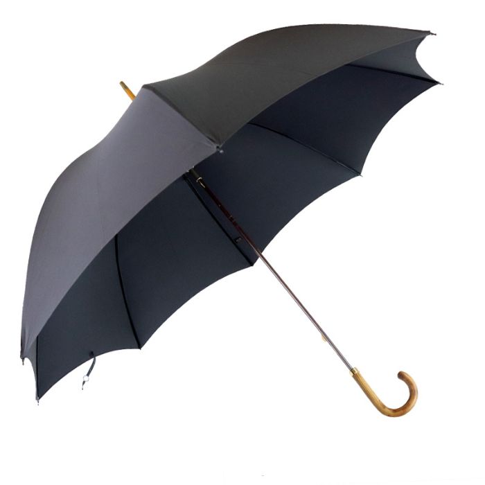 Fox Umbrellas GT1 Light Grain Ash Crook Handle Black Walking Umbrella
