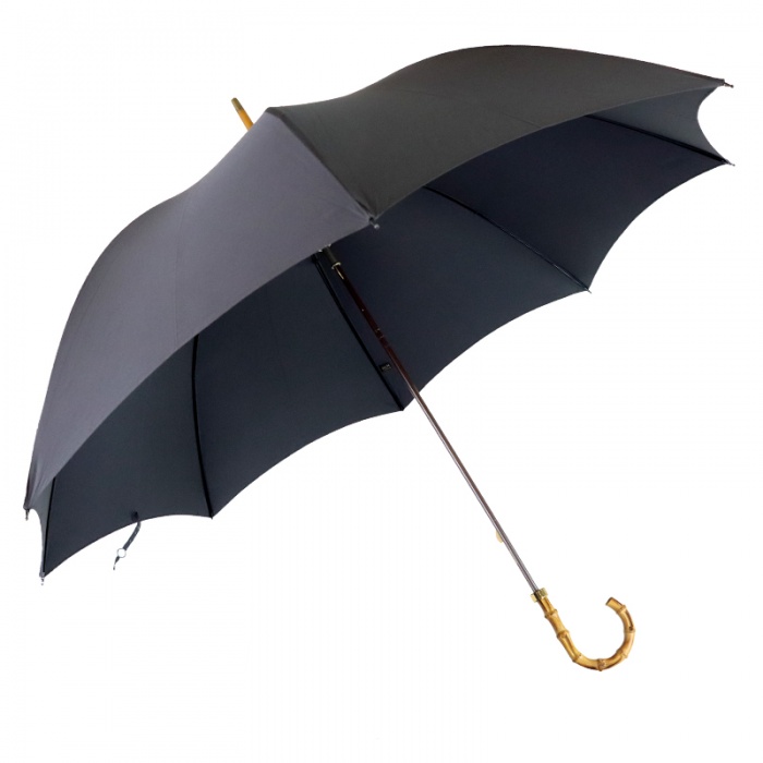 Fox Umbrellas GT9 Whangee (Bamboo) Crook Handle Black Walking Umbrella