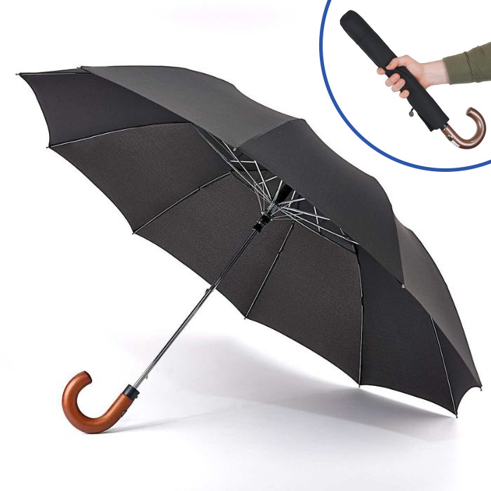 Fulton Magnum Black Men's Wind-Resistant Auto Compact Umbrella