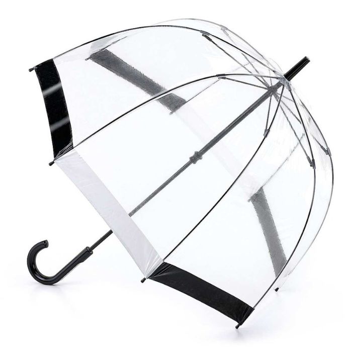 Fulton Birdcage Ladies' Clear Dome Umbrella With Black and White Border
