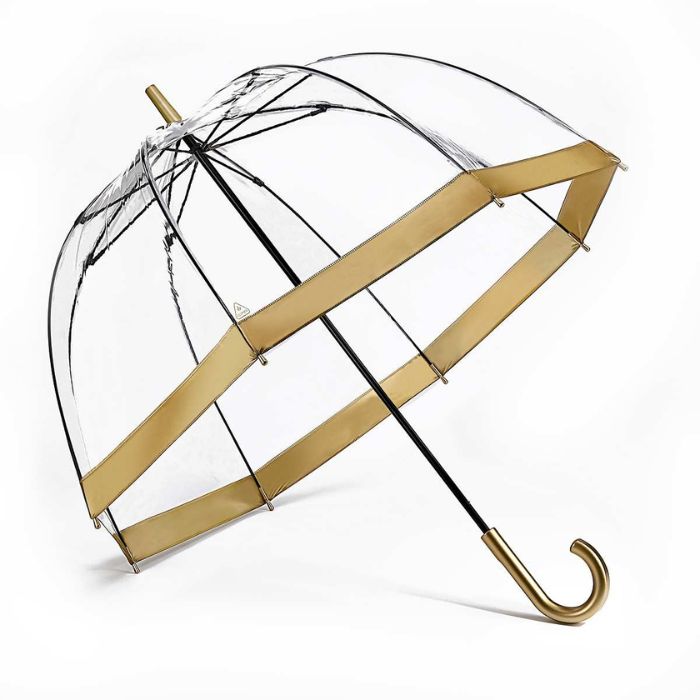 Fulton Birdcage Ladies' Clear Dome Umbrella With Gold Border