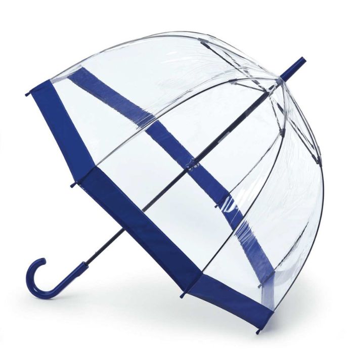 Fulton Birdcage Ladies' Clear Dome Umbrella With Navy Border