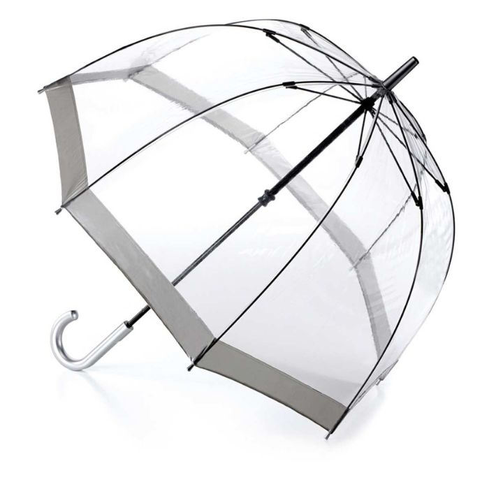 Fulton Birdcage Ladies' Clear Dome Umbrella With Silver Border