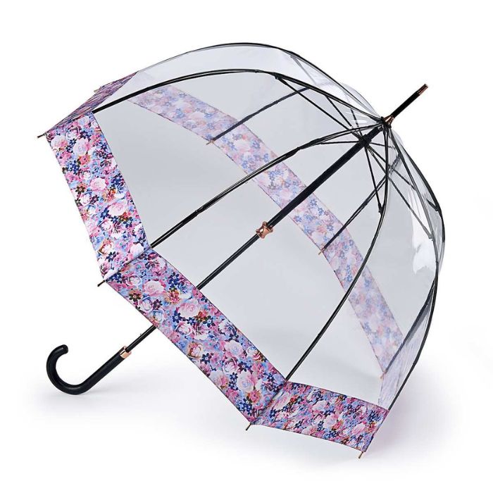Fulton Birdcage Luxe Digital Blossom Ladies' Clear Dome Umbrella