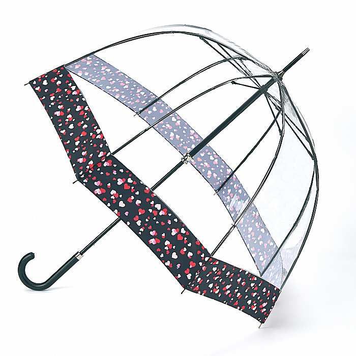 Fulton Birdcage Luxe Love Hearts Ladies' Clear Dome Umbrella