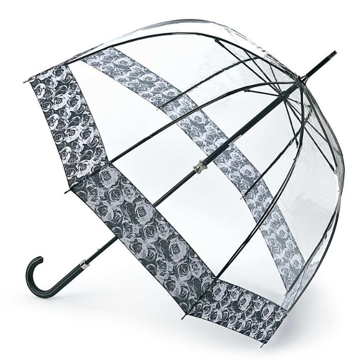 Fulton Birdcage Luxe Photo Rose Ladies' Clear Dome Umbrella