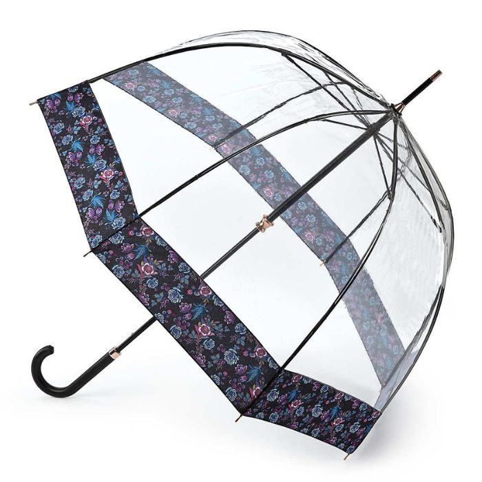 Fulton Birdcage Luxe Luminous Floral Ladies' Clear Dome Umbrella