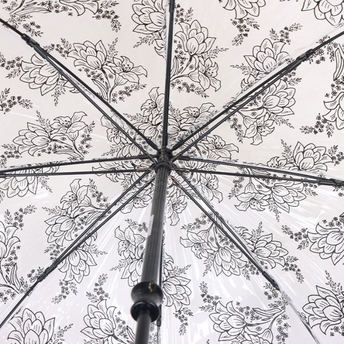 Fulton Birdcage Stencil Floral Ladies' Clear Dome Umbrella