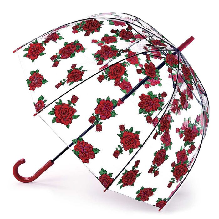 Fulton Birdcage Tattoo Rose Ladies' Clear Dome Umbrella