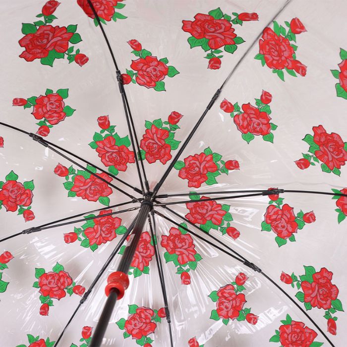 Fulton Birdcage Tattoo Rose Ladies' Clear Dome Umbrella