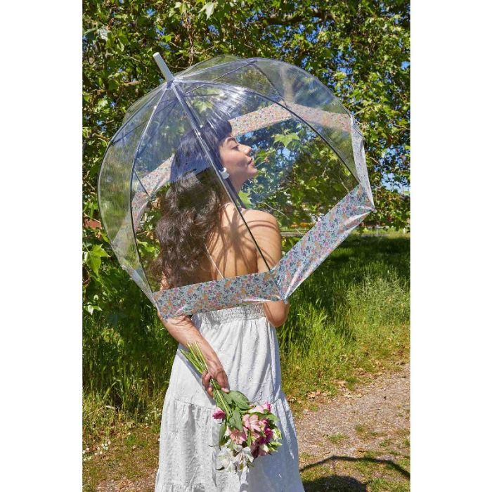 Fulton Birdcage Wedding Floral Border Ladies' Clear Dome Umbrella