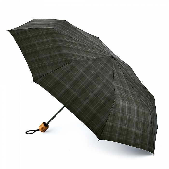 Fulton Hackney Charcoal Gingham Gents' Wind-Resistant Compact Umbrella