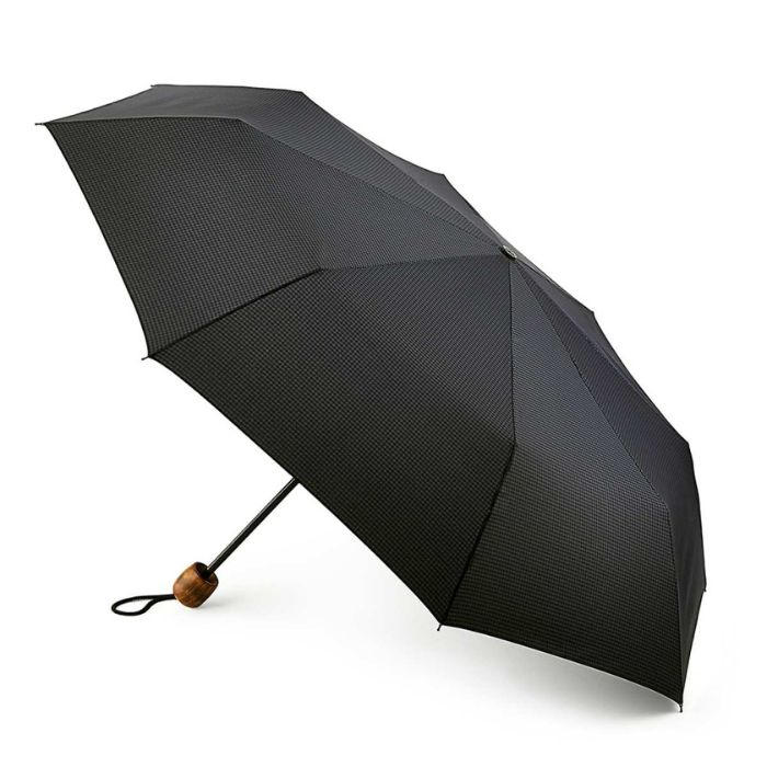 Fulton Hackney Navy Gingham Gents' Wind-Resistant Compact Umbrella