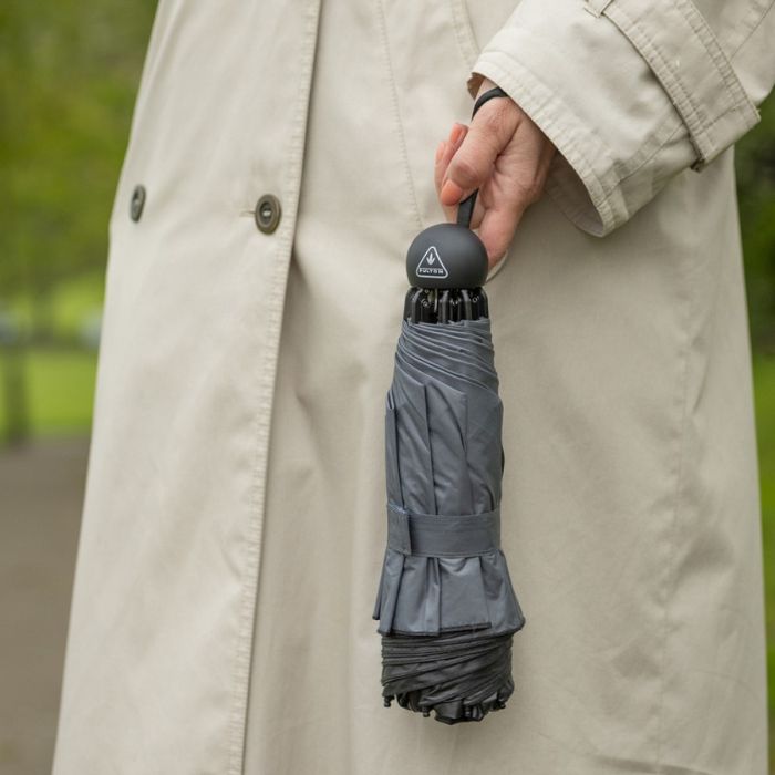 Fulton Mini Invertor Black and Charcoal Ladies' Compact Inverted Umbrella