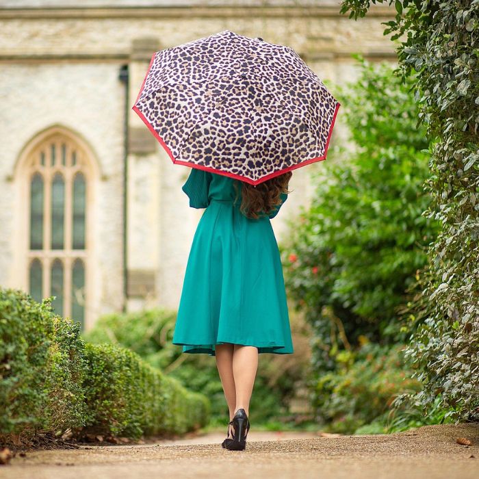 Fulton Minilite Lustrous Leopard Women's Compact Umbrella