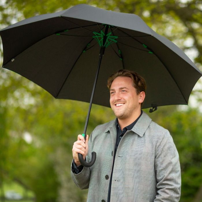 Fulton Typhoon Black Non-Conductive Men's Windproof Walking Umbrella