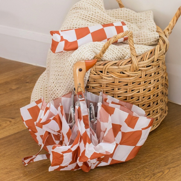 Original Duckhead Peanut Butter Checkers Eco-Friendly Duck Handle Umbrella