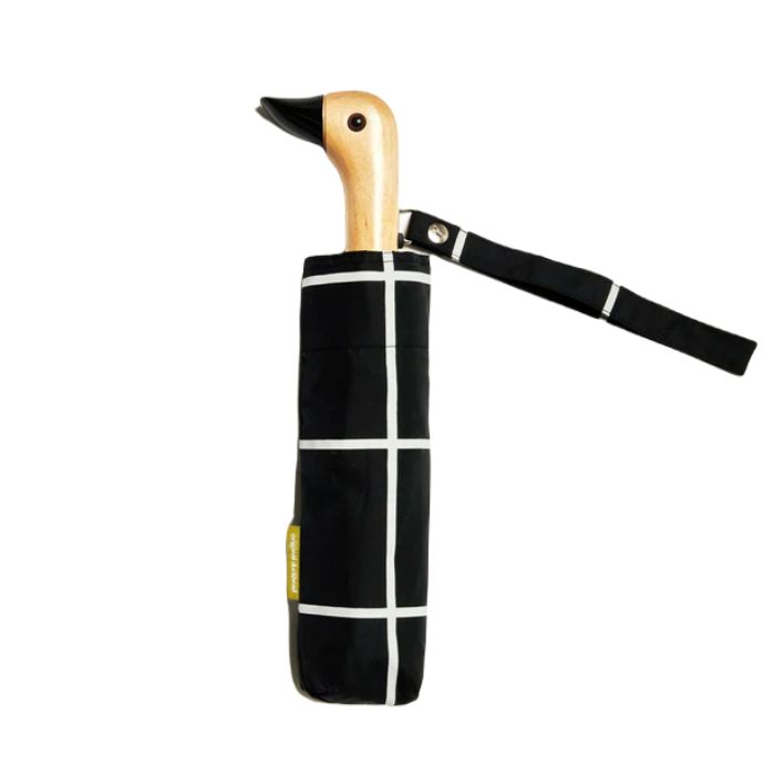 Original Duckhead Black Grid Eco-Friendly Duck Handle Umbrella