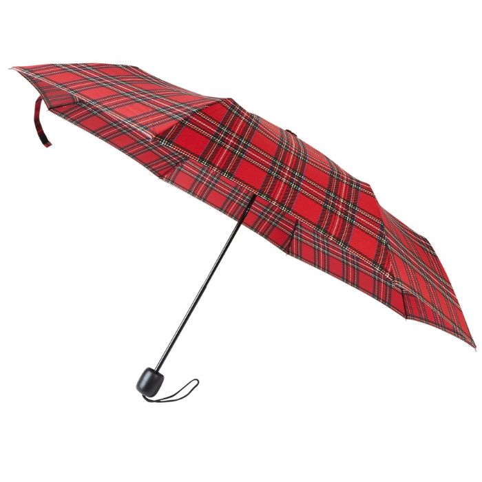 Red Royal Stewart Tartan Small Folding Umbrella