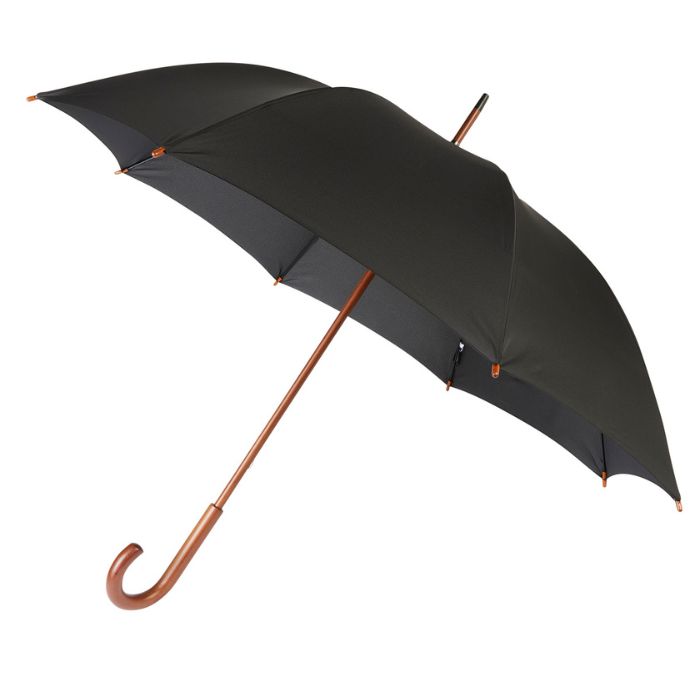 Wooden Crook Handle Black Walking Umbrella