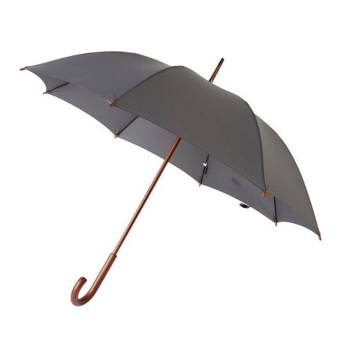 Wooden Crook Handle Slate Grey Walking Umbrella