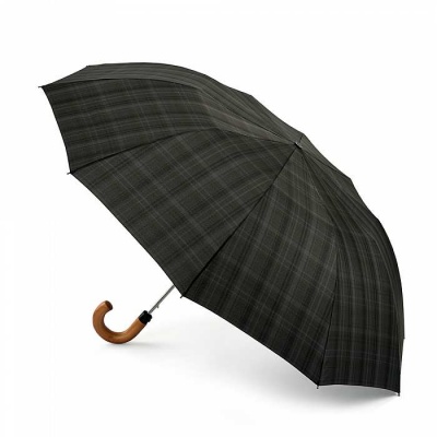 Fulton Dalston Charcoal Check Gents' Compact Auto Umbrella