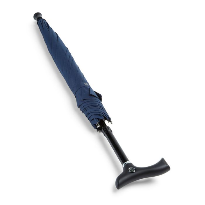 Crutch-Handle Dark Blue Adjustable Walking Stick Umbrella
