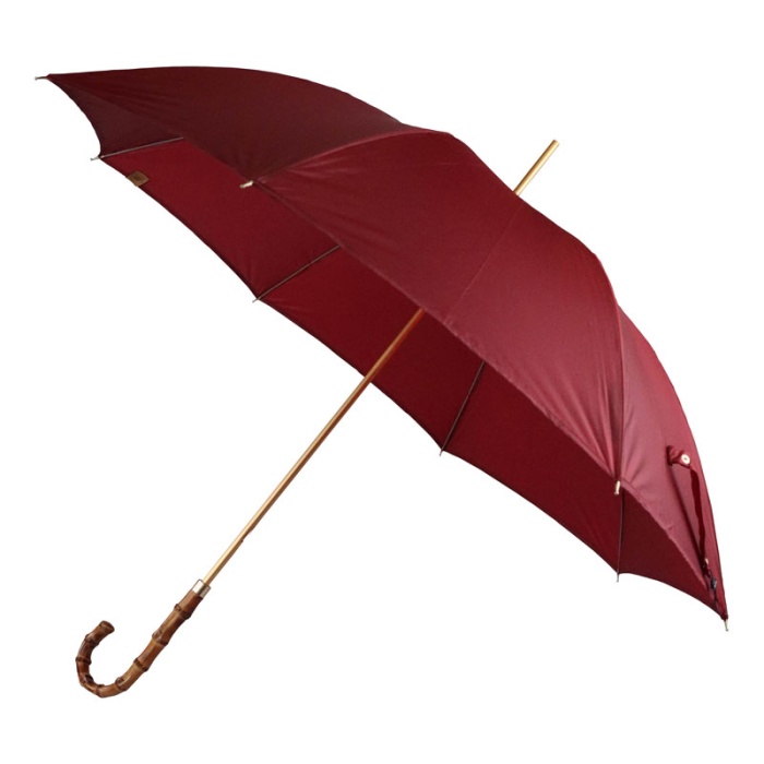 Ladies' Burgundy Umbrella with Bamboo Crook Handle