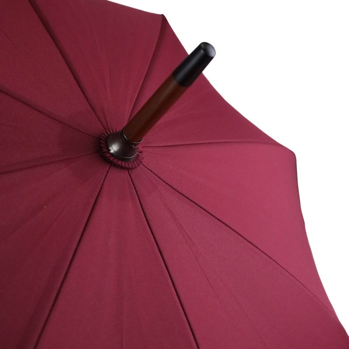 Wooden Crook Handle Rich Burgundy Walking Umbrella