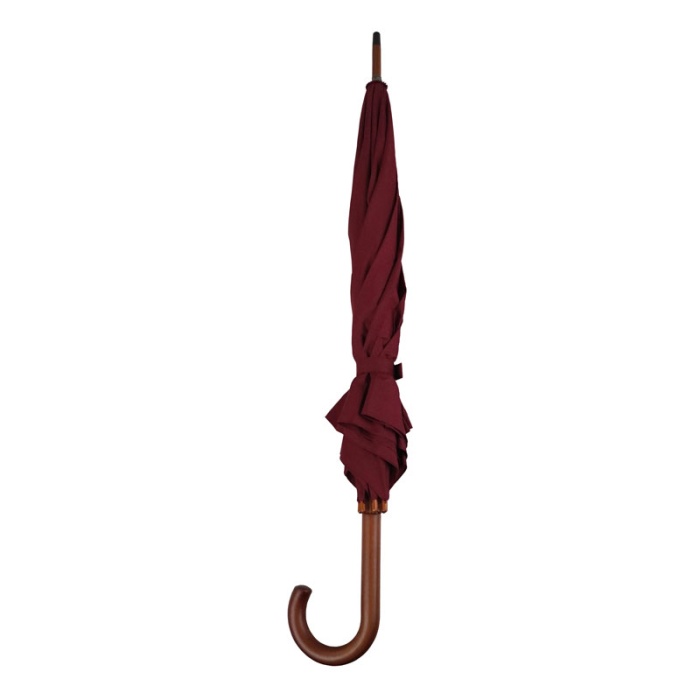 Wooden Crook Handle Rich Burgundy Walking Umbrella