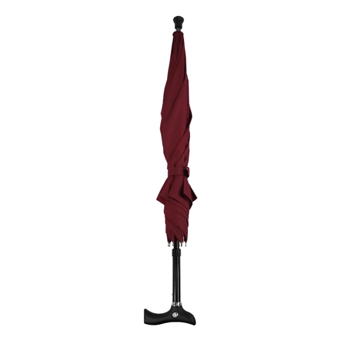 Crutch-Handle Rich Burgundy Adjustable Walking Stick Umbrella