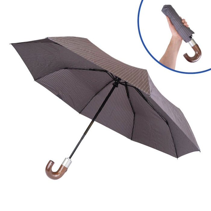 Fulton Chelsea City-Stripe Grey Men's Auto Compact Umbrella