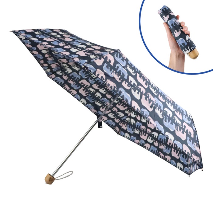 Fulton Eco Planet UV Marching Elephants Compact Recycled Umbrella