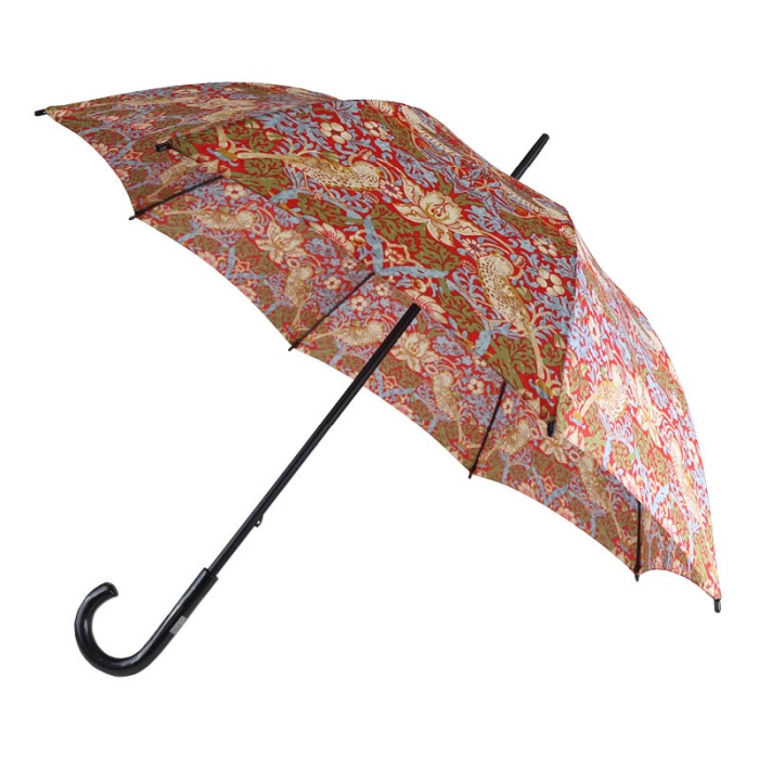 Fulton Kensington-2 Morris and Co. UV Walking Umbrella (Strawberry Thief Crimson)