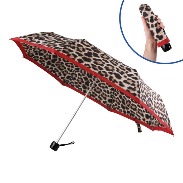 Fulton Minilite Lustrous Leopard Women's Compact Umbrella