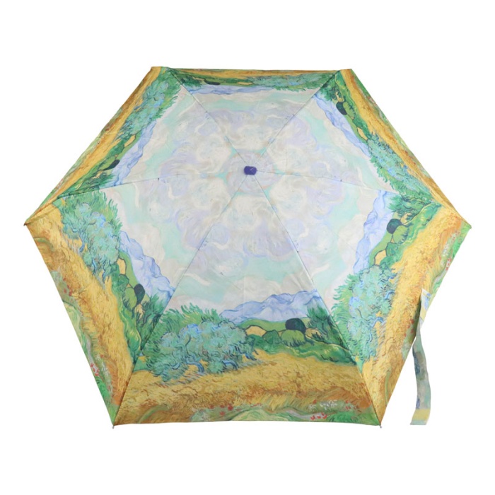 Fulton Tiny National Gallery Ultra-Compact Foldable Umbrella ('A Wheatfield, with Cypresses' by Van Gogh)