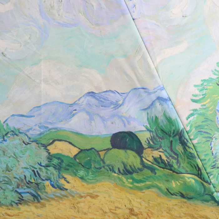 Fulton Tiny National Gallery Ultra-Compact Foldable Umbrella ('A Wheatfield, with Cypresses' by Van Gogh)