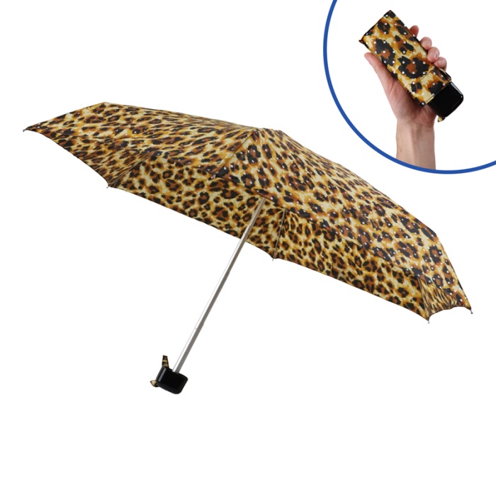 Fulton Tiny Bling Leopard Ultra-Compact Handbag Umbrella