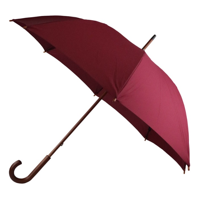 Wooden Crook Handle Rich Burgundy Walking Umbrella