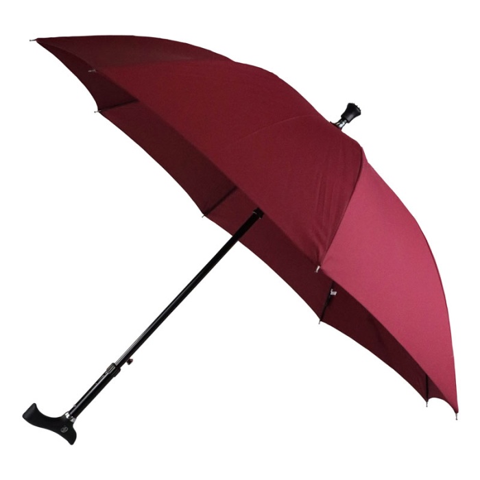 Crutch-Handle Rich Burgundy Adjustable Walking Stick Umbrella