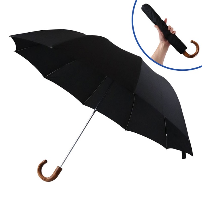 Fox Umbrellas TEL1 Maple Crook Handle Black Telescopic Umbrella