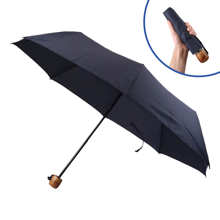 Fulton Hackney Navy Gingham Gents' Wind-Resistant Compact Umbrella