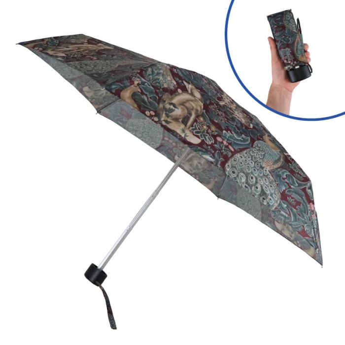 Fulton Tiny 2 Morris and Co Collection Compact Umbrella (Forest Plum)