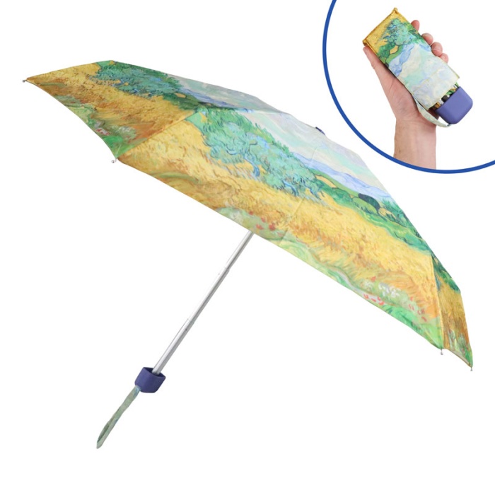 Fulton Tiny National Gallery Ultra-Compact Foldable Umbrella ('A Wheatfield, with Cypresses' by Van Gogh)